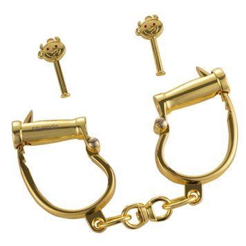 Наручники LOCKINK Love-slave Handcuffs, золотисті, металеві, у формі стремен SX0897 фото