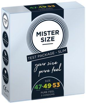 Набір презервативів Mister Size - pure feel - 47&ndash;49&ndash;53 (3 condoms), 3 розміри, товщина 0,05 мм SO8039 фото