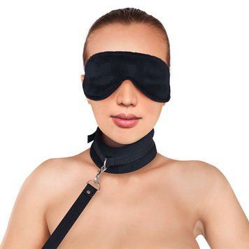 Набір нашийник з повідцем та маска Art of Sex &ndash; Soft Touch Light, чорний SO5158 фото