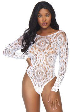 Еротичне боді-бодістокінг Leg Avenue Snap crotch thong back teddy White M/L SO9134 фото