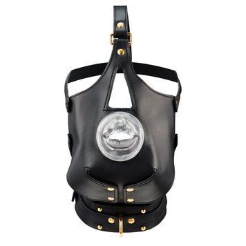 Маска-збруя для мінету з повідцем LOCKINK SEVANDA Blowjob Head Muzzle with Leash, чорна SX0912 фото