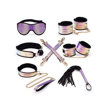 Набір Liebe Seele Pink G lossy 7pcs Bondage Kit, фіксатори, нашийник з повідцем, кляп, флогер, маска SO9507 фото