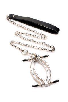 Затискач для статевих губ Master Series: Pussy Tugger Adjustable Vagina Clamp with Chain SO8797 фото