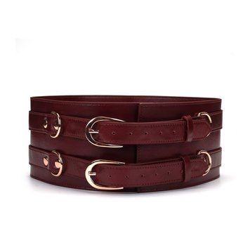 Шкіряний пояс для бондажу Liebe Seele Wine Red Waist Cuff, M Size SO9461 фото