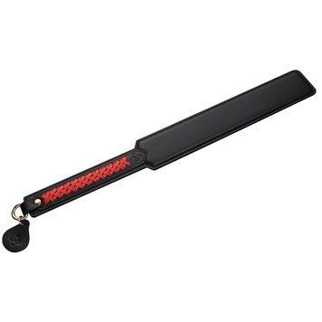 Паддл LOCKINK SEVANDA Braided-handle Spanking Paddle, чорно-червоний, гладенький, з плетінням на ручці SX0877 фото